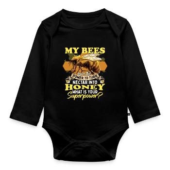 My Bees Turn Nectar Into Honey - Organic Longsleeve Baby Bodysuit - black - Front
