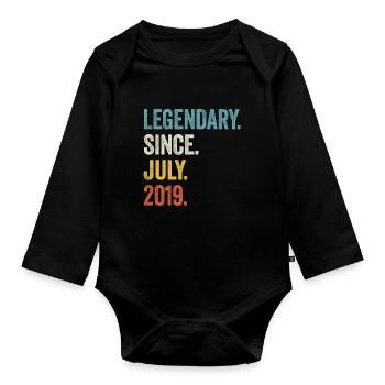 4. Geburtstag 4 Jahre Legendary Since July 2019 - Baby Bio-Langarm-Body - Schwarz - Vorne