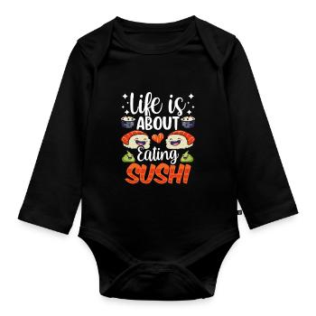 La vie est faite d’amateurs de sushis - Body Bébé bio manches longues - noir - Devant