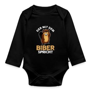 Nagetier Biberliebhaber Biber - Baby Bio-Langarm-Body - Schwarz - Vorne