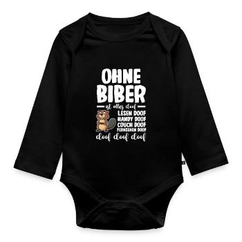 Nagetier Biberliebhaber Biber - Baby Bio-Langarm-Body - Schwarz - Vorne