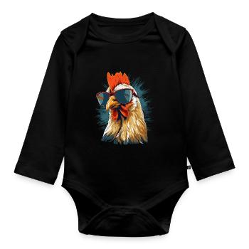 Hahn Sonnenbrille - Baby Bio-Langarm-Body - Schwarz - Vorne