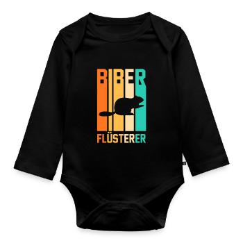 Nagetier Biberliebhaber Biber - Baby Bio-Langarm-Body - Schwarz - Vorne