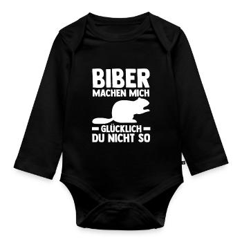 Nagetier Biberliebhaber Biber - Baby Bio-Langarm-Body - Schwarz - Vorne