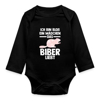 Nagetier Biberliebhaber Biber - Baby Bio-Langarm-Body - Schwarz - Vorne