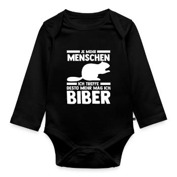 Nagetier Biberliebhaber Biber - Baby Bio-Langarm-Body - Schwarz - Vorne
