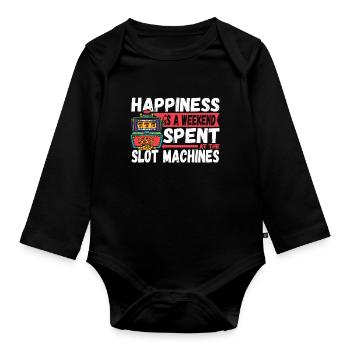 Happiness Is A Weekend Spent At The Slot Machines - Organic Longsleeve Baby Bodysuit - black - Front
