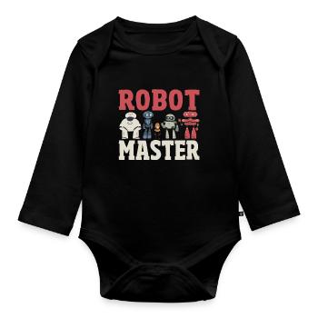 Robot Master Robots Engineer Robotics - Organic Longsleeve Baby Bodysuit - black - Front