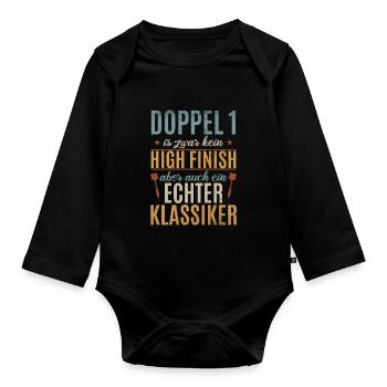 Doppel 1 Kein High Finish Aber Klassiker Dart - Baby Bio-Langarm-Body - Schwarz - Vorne