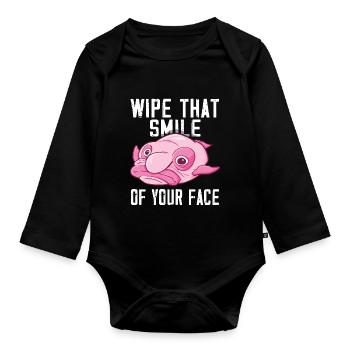 Costume de Blobfish - Visage de poisson Blob laid - - Body Bébé bio manches longues - noir - Devant
