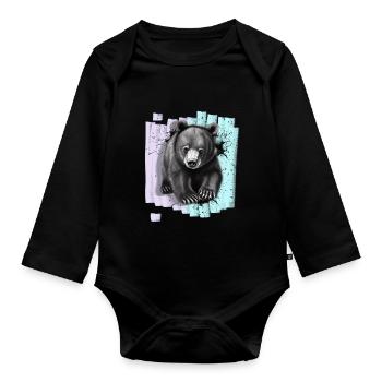 Bear - Organic Longsleeve Baby Bodysuit - black - Front