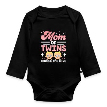 Mère de jumeaux Double Love Twin - Body Bébé bio manches longues - noir - Devant