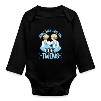 Make room for the cool twins Gemini - Organic Longsleeve Baby Bodysuit - black - Front