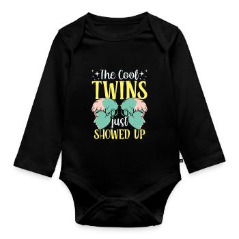 The cool twins have just surfaced humor - Organic Longsleeve Baby Bodysuit - black - Front