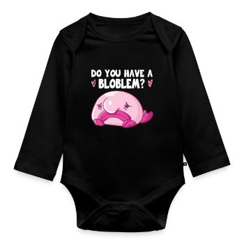 Costume de Blobfish - Visage de poisson Blob laid - - Body Bébé bio manches longues - noir - Devant