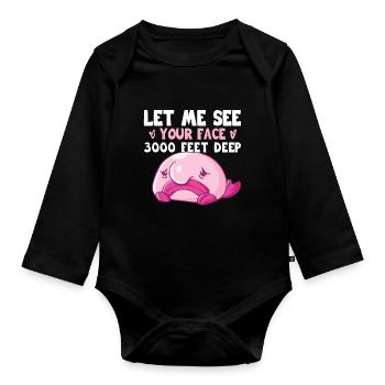 Costume de Blobfish - Visage de poisson Blob laid - - Body Bébé bio manches longues - noir - Devant