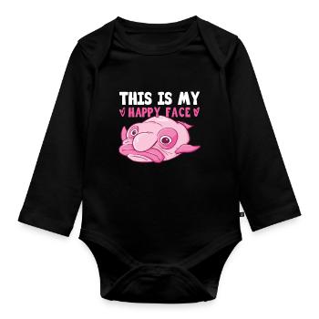 Costume de Blobfish - Visage de poisson Blob laid - - Body Bébé bio manches longues - noir - Devant