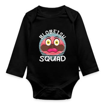 Costume de Blobfish - Visage de poisson Blob laid - - Body Bébé bio manches longues - noir - Devant