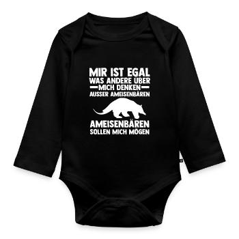Ameisenbär - Baby Bio-Langarm-Body - Schwarz - Vorne