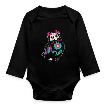 Dia de Los Muertos Owl Owls Mexico - Organic Longsleeve Baby Bodysuit - black - Front