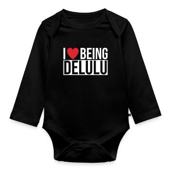 Delulu Saying I love being Delulu - Organic Longsleeve Baby Bodysuit - black - Front