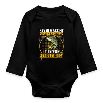 Funny Fishing Men Women - Baby Bio-Langarm-Body - Schwarz - Vorne
