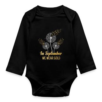 En septembre, nous portons Gold Childhood Cancer - Body Bébé bio manches longues - noir - Devant