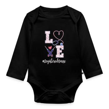 Outfit for registered nurse - Organic Longsleeve Baby Bodysuit - black - Front