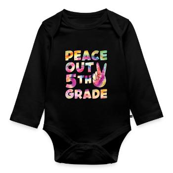 Peace Out 1. Klasse Letzter Schultag - Baby Bio-Langarm-Body - Schwarz - Vorne