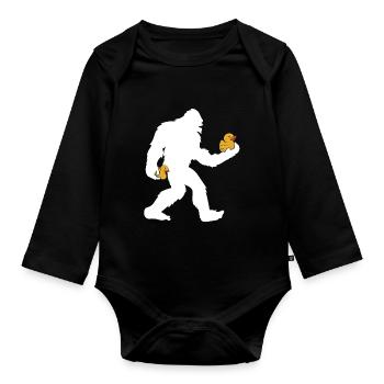 Sasquatch Big Foot Yetti Kids Rubber Duck - Organic Longsleeve Baby Bodysuit - black - Front