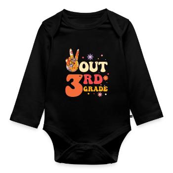 Peace Out 1. Klasse Letzter Schultag - Baby Bio-Langarm-Body - Schwarz - Vorne