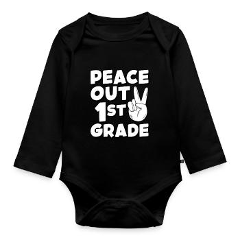 Peace Out 1. Klasse Letzter Schultag - Baby Bio-Langarm-Body - Schwarz - Vorne