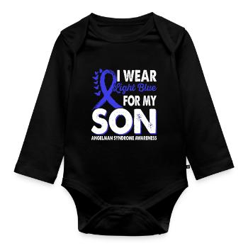 Wear light blue for Month of Consciousness - Organic Longsleeve Baby Bodysuit - black - Front