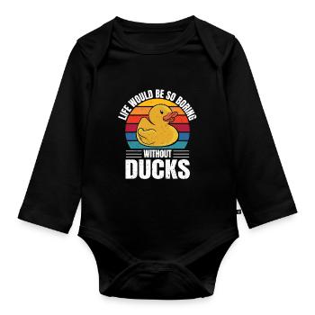 Vintage Life Would Be So Boring Without Rubber Duc - Baby Bio-Langarm-Body - Schwarz - Vorne
