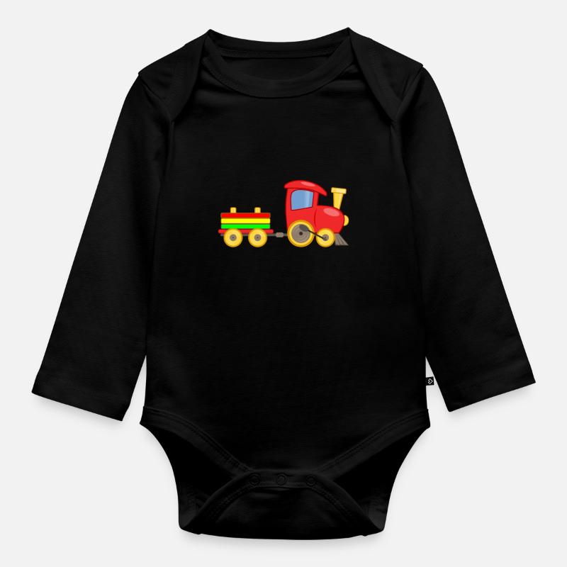 Train pour tout-petits J’aime Trains juste un garçon qui aime - Body Bébé bio manches longues - noir