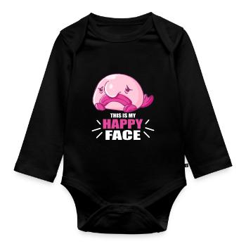 Costume de Blobfish - Visage de poisson Blob laid - - Body Bébé bio manches longues - noir - Devant