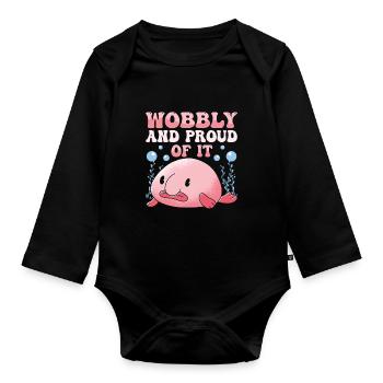 Costume de Blobfish - Visage de poisson Blob laid - - Body Bébé bio manches longues - noir - Devant