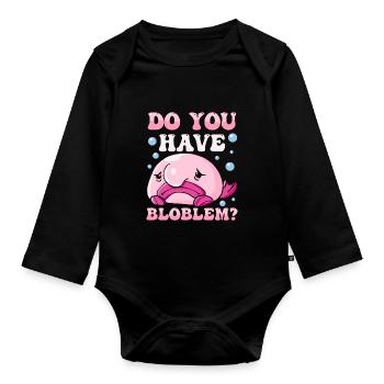 Costume de Blobfish - Visage de poisson Blob laid - - Body Bébé bio manches longues - noir - Devant