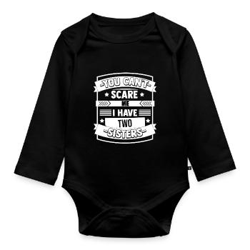 Not Scared Father's Mother's day Gift Sibling Fami - Baby Bio-Langarm-Body - Schwarz - Vorne