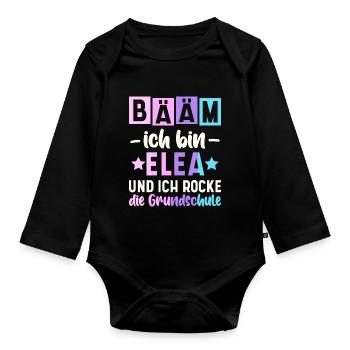 Name Elea Geschenk Grundschule - Baby Bio-Langarm-Body - Schwarz - Vorne
