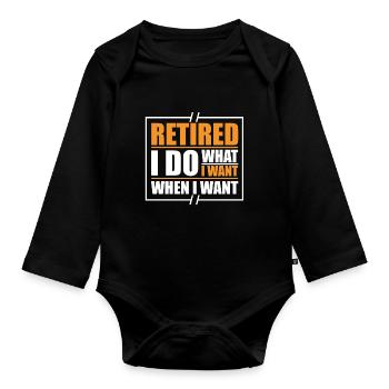 Pensioner Pension Funny - Organic Longsleeve Baby Bodysuit - black - Front