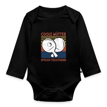 Coole Mütter spielen Tischtennis - Baby Bio-Langarm-Body - Schwarz - Vorne