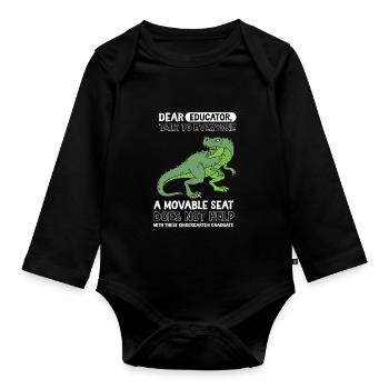 Dino T Rex Kita Kindergarten 2023 - Baby Bio-Langarm-Body - Schwarz - Vorne