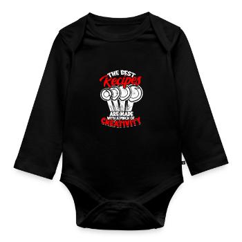 best recipes are made with a pinch of creativity - Organic Longsleeve Baby Bodysuit - black - Front