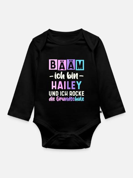 Name Hailey Geschenk Grundschule - Baby Bio-Langarm-Body - Schwarz