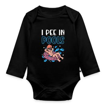 Ich Pinkle In Pools Lustige Schwimmhumor - Baby Bio-Langarm-Body - Schwarz - Vorne