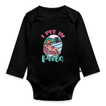 Ich Pinkle In Öffentlichen Pools Lustige - Baby Bio-Langarm-Body - Schwarz - Vorne