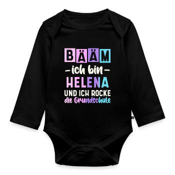 Name Helena Geschenk Grundschule - Baby Bio-Langarm-Body - Schwarz - Vorne