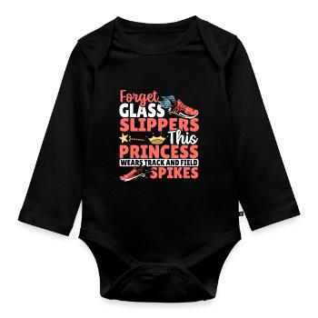 Cette princesse porte des crampons d’athlétisme - Body Bébé bio manches longues - noir - Devant