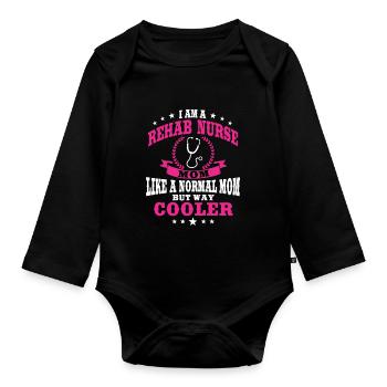 Rehab Nurse Mom Outfit - Organic Longsleeve Baby Bodysuit - black - Front